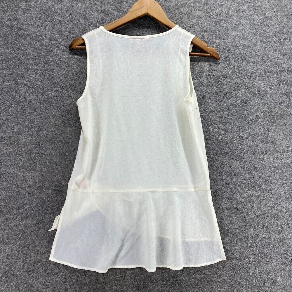 Juicy Couture Blouse Women XS White Rhinestone Crew Neck Sleeveless Wide Strap - Picture 2 of 9